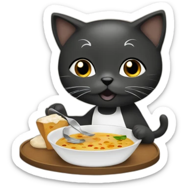 Gata de color café, blanca y negra pidiendo comida sticker