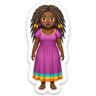 Full body chubby dark skined black girl with long dread locks  sticker