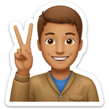 man making a peace sign sticker