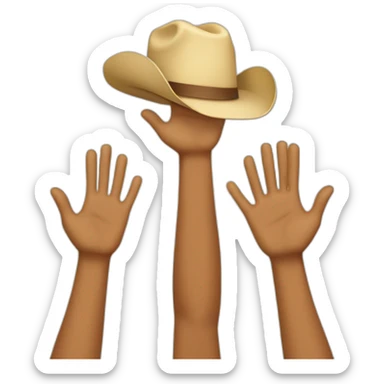 hands raised with cowboy hats sticker