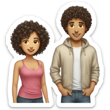 middle eastern curly boy and whitr curly girl dating sticker
