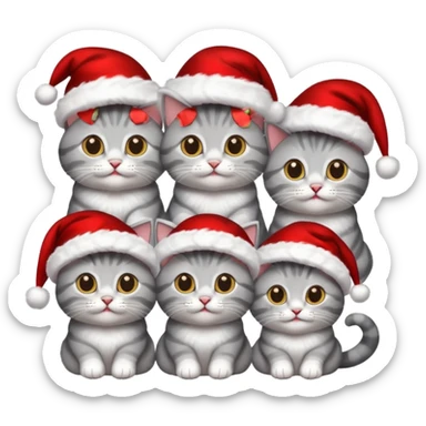 grey cats with Christmas hats sticker
