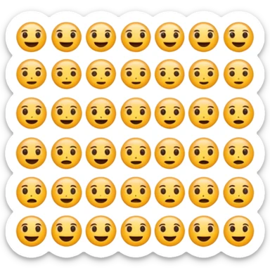 Emoji challenge.
Show 16 emojis that are almost identical.
Only one emoji has a small difference in shape or expression.
Neutral background, soft shadows.
Increase difficulty slightly.
Add subtle animation to keep attention. sticker