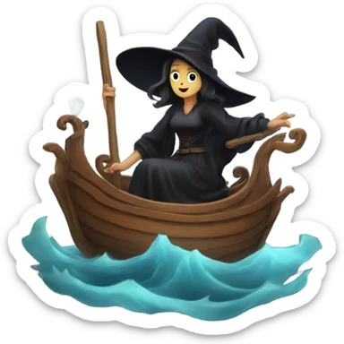 a witch inside a classical ship sticker