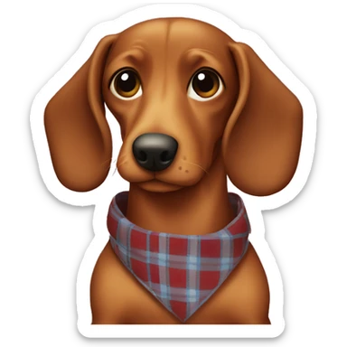 teckel wearing a plaid sticker