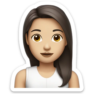 Girl robot with dark brown hair and brown eyes sticker