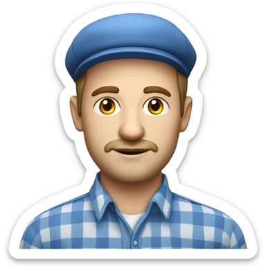 Portrait of a Russian taxi driver, economy class, he is wearing a blue checkered shirt
 sticker