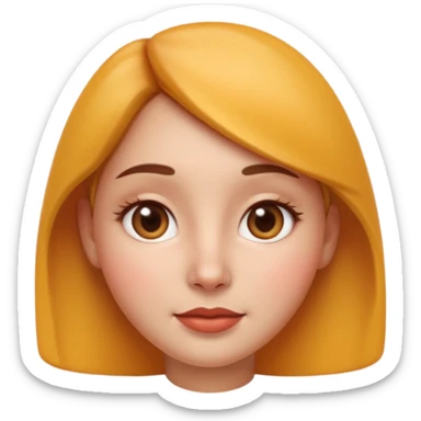 Ultra high quality 3D emoji style female avatar, Apple emoji inspired, smooth realistic 3D render.
Young woman with symmetrical cute face, soft rounded cheeks, small nose, glossy lips, big expressive brown eyes with subtle shine. sticker