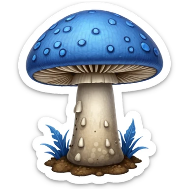 blue magic mushroom with diry sticker