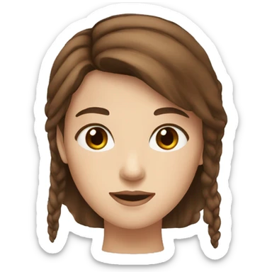 Girl with brown hair bleu eyes and a square face  sticker