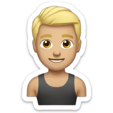 Strong man lifting weights short blonde hair sticker