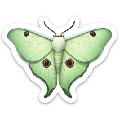 White Luna moth sticker
