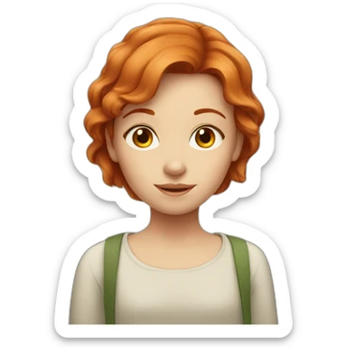 Red-haired girl with a child's face sticker