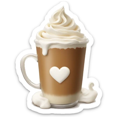 chai latte with a heart and whipped cream sticker