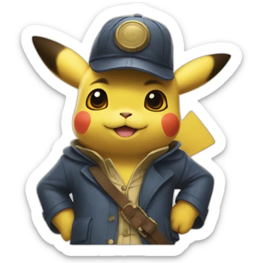 detective pikachu in khmer dress sticker
