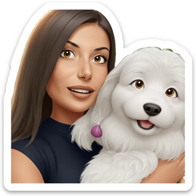 happy girl with dog outdoors sticker