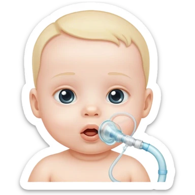 bebe com tubo na boca para respirar sticker