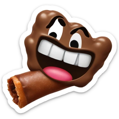 Emoji drooling on tootsie roll sticker