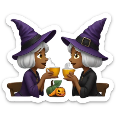 Two Witches drinking tea sticker