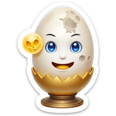 alchemy character cracking moon egg with light inside sticker