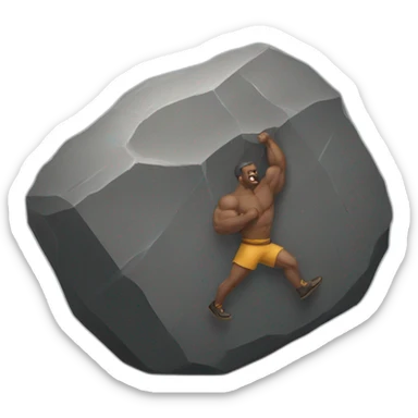 strong men pushing a huge rock sticker