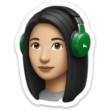 Lacoste headphone latina girl with black lacoste hoodie sticker
