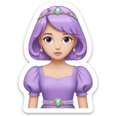 A pastel purple dress with puffed sleeves and gemstone belt.




























 sticker