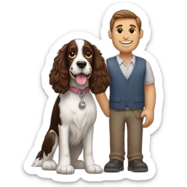 Springer spaniel with man and woman sticker