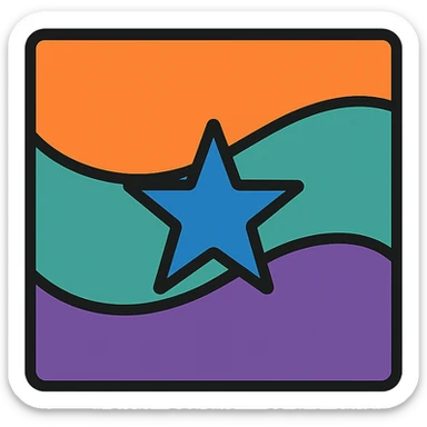 new flag for Syria, featuring abstract art elements and a unique color palette, flat icon style sticker