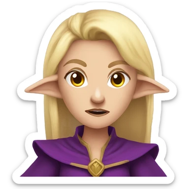 Noble female Elf with Elf ears and blonde hair and purple robes Angry angry angry expression sticker