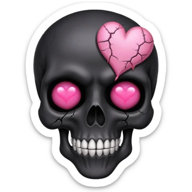 emo black skull with a pink heart sticker