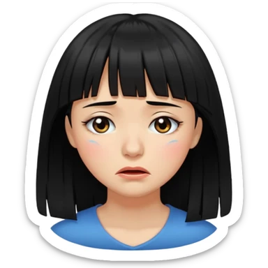 Mulher cabelo preto de franja chorando tudo escuroo sticker