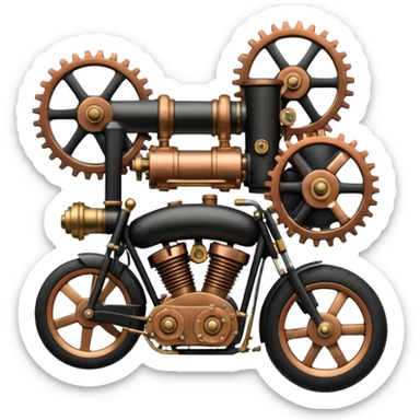 Tandem wheel steamer engine motorcycle (two wheels in the back, one in front of the other) sticker