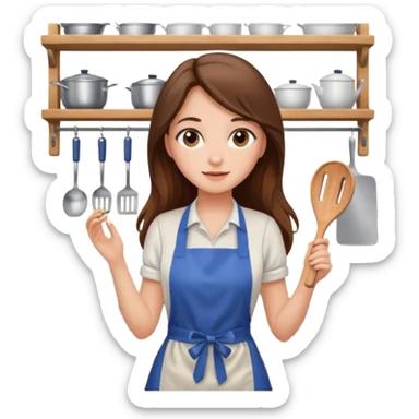 beautiful girl with long brown hair renovating her kitchen sticker
