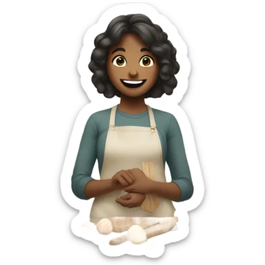 girl with flowers in kitchen sticker