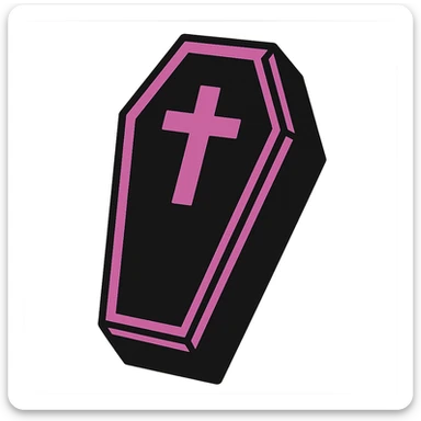 gothic coffin, black and pink sticker