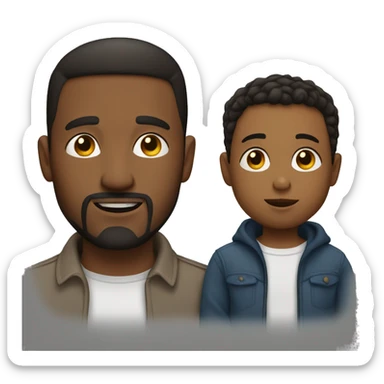 American man with short straight dark hair and a goatee, and his toddler son sticker