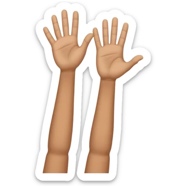 one hand above another hand holding imaginary pole with top hand looking like it’s moving up and down the pole sticker