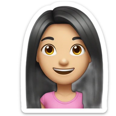 girl with a long black hair and toothbrushes smiling sticker
