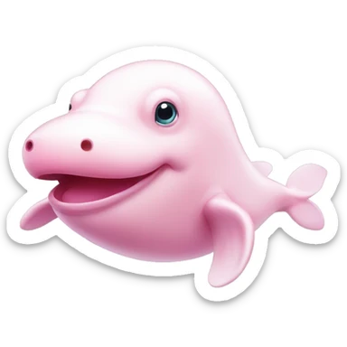 Pink beluga whale with the face of a frog sticker