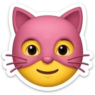 face with pink cat mask emoji, digital illustration, remove background sticker