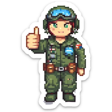 military pilot giving a thumbs up sticker
