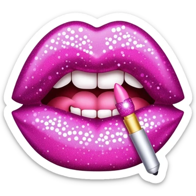 glitter pink kiss  sticker