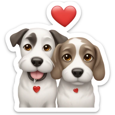 2 dogs with a heart sticker