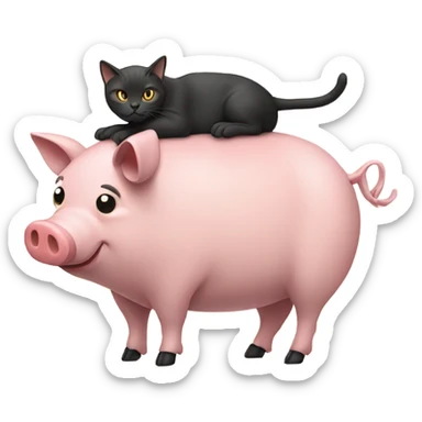 Cat riding a pig sticker