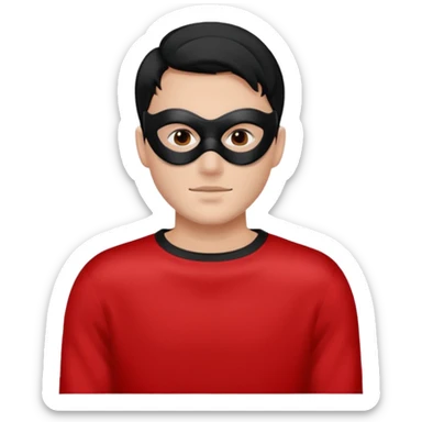 A guy in a black and white mask and red sweater sticker