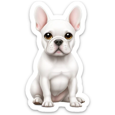 White Frenchie sitting  sticker