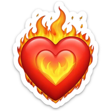 red heart in fire sticker