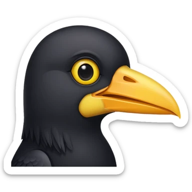Create a black bird with long yellow beak  sticker