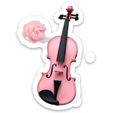 soft pastel pink violin with peonies and glitter sticker